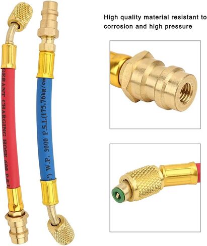محول تكييف الهواء نحاسي R134A إلى R12 موصل 2 قطعة أداة تبريد عالية الضغط لأنظمة HVAC أنبوب مطاطي نحاسي 1/4in SAE أنثى خيط in Saudi Arabia