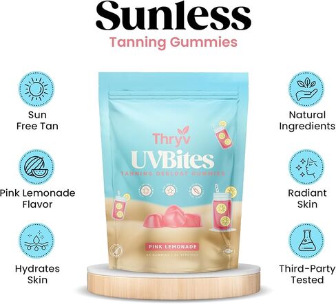 UVBITES - دباغة صغار - ملحق تان ذاتي - دباغة حبة البديل - التمثيل السريع وملحق الميلانين مع بيتا كاروتين ، أستازانثين ، نياكيناميد - توهج الجلد. in Kuwait