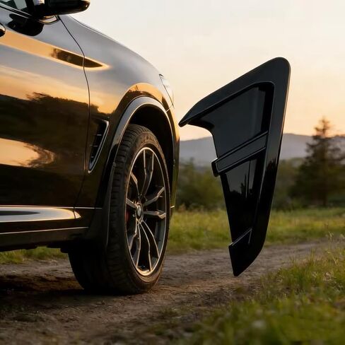 2PCS Shark Gills Front Fender Side Air Flow Fender Vent Cover Trim, Car Side Fender, ABS Air Vents Grille Trim Replacement for X3 X4 G01 G02 X3M X4M 2018-2021 in Saudi Arabia