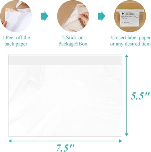 Shipping Label Sleeves, 7.5"×5.5"Self-Adhesive Shipping Label Sleeves, Packing List Envelopes, Clear Top-Loading Packing List, Shipping Labels Pouches For Shipping Labels/Files, 200 Pack. in Saudi Arabia
