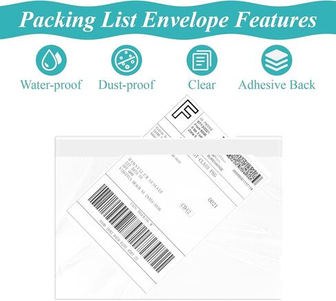 Shipping Label Sleeves, 7.5"×5.5"Self-Adhesive Shipping Label Sleeves, Packing List Envelopes, Clear Top-Loading Packing List, Shipping Labels Pouches For Shipping Labels/Files, 200 Pack. in Saudi Arabia