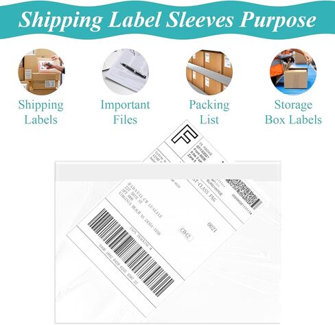 Shipping Label Sleeves, 7.5"×5.5"Self-Adhesive Shipping Label Sleeves, Packing List Envelopes, Clear Top-Loading Packing List, Shipping Labels Pouches For Shipping Labels/Files, 200 Pack. in Saudi Arabia