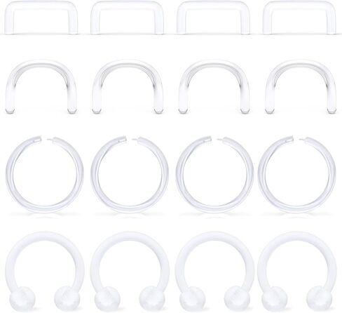 Lcolyoli Clear Septum Retainer 14G 16G Clear Septum Ring Plastic Hideable U Shape Horseshoe Piercing Jewelry Retainer for Work Sports Surgery 16PCS in Saudi Arabia