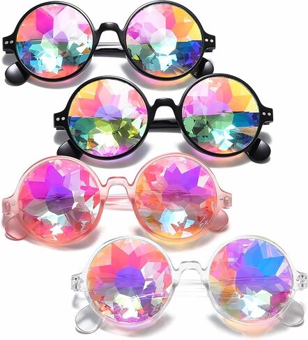 Trippy Psychedelic Festivals Kaleidoscope Rainbow Sunglass Rave Goggle Glasses Prism Diffraction in Saudi Arabia
