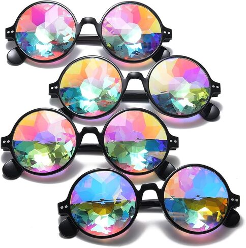 Trippy Psychedelic Festivals Kaleidoscope Rainbow Sunglass Rave Goggle Glasses Prism Diffraction in Saudi Arabia