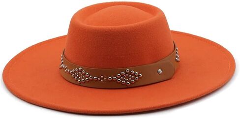 9.5CM Big Wide Brim Church Derby Flat Top Hat Solid Woolen Felt Fedoras Hat Party Gambler Jazz Cap in Kuwait