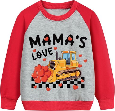 EULLA Boys Valentine Sweatshirts Kids Cotton Crewneck Pullover Shirt Truck Love Heart Graphic Print Holidays Tops 2-7 Years in Saudi Arabia