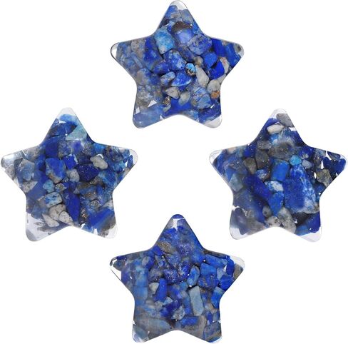 SUNYIK Pack of 4 Orgone Starry Star Pocket Stone, Reiki Healing Polished Carved Crystal Palm Worry Stone for Anxiety Stress, Aquamarine in Saudi Arabia