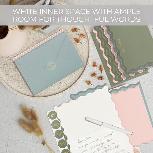 Beautiful Thank You Cards Set of 30 With Envelopes and Stickers - Elegant Blank Cards For Personalized Notes - Perfect Bulk Stationary Set For All Occasions incl. Weddings, Business & Baby Showers in Saudi Arabia
