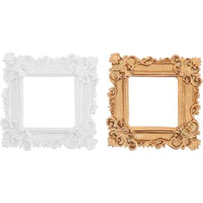 2pcs Mini Vintage Photo Frames, Resin Baroque Style Miniature Craft Frames for DIY Phone Case Decorations, Scrapbook, Dollhouse Ornamental in Saudi Arabia