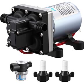 مضخة مياه Lounsweer 12V RV - مضخة مياه ثورة 3.5 GPM / 55 PSI مع التشغيل الجاف والحماية الحرارية، تشغيل هادئ متوافق مع RV، المقطورة، العربة، الدش، استبدال الرشاش، F45-035-055-101 in Kuwait