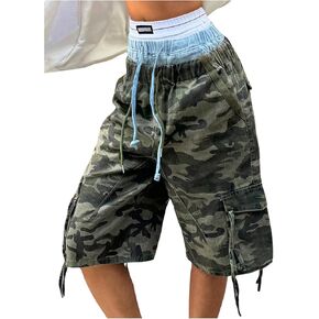 شورت نسائي من MakeMeChic Y2k Camo Bermuda Denim شورت فضفاض واسع الساق من الجينز مع جيوب in Saudi Arabia