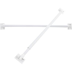 Adjustable Small Plastic Curtain Rod Set 2pcs 30-45cm with Adhesive Hooks for Café Curtains and Window Screens, Extendable Drapery Rods for Bathroom and Bedroom Use in Saudi Arabia