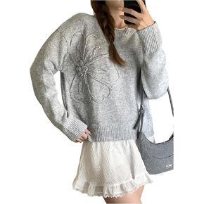 SweatyRocks Girl's 3D Floral Sweaters Long Sleeve Crewneck Pullover Tops Fall Clothes in Saudi Arabia