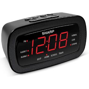 Sharp Shockwave Alarm Clock for Heavy Sleepers – 105dB Ultra-Loud Wake-Up, Air Horn, School Bell, Train Whistle, Beep, Dual Alarms, 3 Adjustable Volumes, LED Display Dimmer in Saudi Arabia