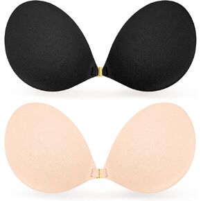 حمالة صدر لاصقة بدون حمالات، حمالات صدر غير مرئية بدون ظهر للنساء، عاري وأسود، عبوتان، D in Kuwait