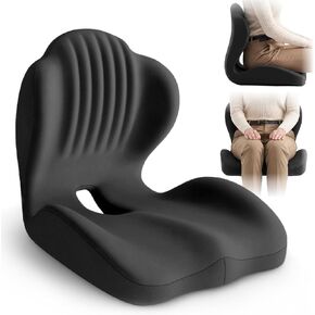 Ergonomic Seat Cushion, Office Chair Seat Cushions with L-Shaped Design, Memory Foam Orthopedic Cushion with Coccyx Hollow, Lumbar Support & Tailbone Pain Relief for Car, Truck, Gaming Chair (Black) in Kuwait