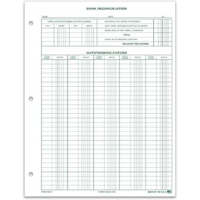 MICRO TEC Bank Reconciliation Forms (DUAS-379) – 8.5" x 11" - 1-Part Green Tint Ledger Paper – Accounting Ledger & Financial Record Keeping Forms for Business Bank Statement Balancing - Pack of 25 in Kuwait