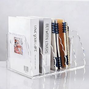 حامل ملف مجلة من الأكريليك الشفاف من Adevar، 5 منظم ملف مجلة عمودي، حامل كتب للمكتب، منظم مكتب أكريليك، رفوف مكتبية شفافة ويعرض للمكتب والمنزل والفصول الدراسية in Kuwait