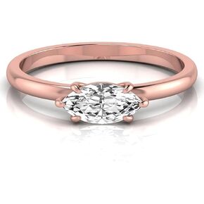IGI Certified 1 قيراط Marquise Lab Grown Diamond (G, VVS2) 14K Gold East West Solitaire خاتم الخطوبة الذكرى السنوية للنساء in Kuwait