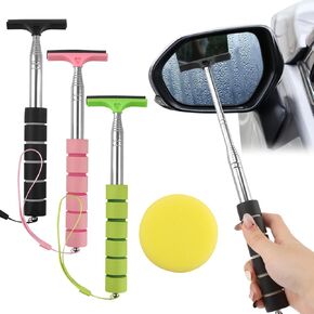 3 PCS Side Mirror Squeegee,Car Mirror Squeegee,Retractable Car Rearview Mirrors Wiper,Portable Car Cleaning Tool for Rainy Foggy Weather,Universal CarAccessories, Black/Pink/Green in Kuwait