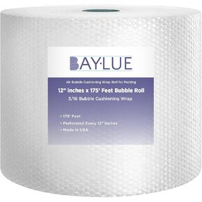 لفافة مبطنة بالهواء الفقاعي لفة كبيرة للتعبئة والنقل والشحن وصناديق التعبئة والتغليف والبريد | 12 بوصة × 175 قدم مثقوبة كل 12 بوصة | فقاعة صغيرة 3/16 in Kuwait