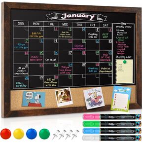 Gotideal Chalkboard Calendar 24" x 18" Chalk Board Calendar for Wall Magnetic Chalkboard Framed,Wall Mounted,Blackboard for Office,Kitchen,School,Home in Kuwait