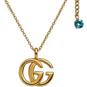 قلادة بقلادة G مزدوجة مطلية بالذهب 18 قيراط للنساء، سلسلة أنيقة من الفولاذ المقاوم للصدأ، مجوهرات عصرية بسيطة للارتداء اليومي in Kuwait