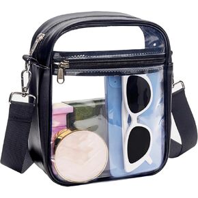 Paxiland Clear Crossbody Bag Stadium Approved with Replaceable Leopard Strap, Small Clear Purse for Work Concerts Festivals and Sporting Events - Black in Saudi Arabia