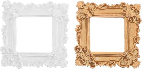 2pcs Mini Vintage Photo Frames, Resin Baroque Style Miniature Craft Frames for DIY Phone Case Decorations, Scrapbook, Dollhouse Ornamental in Saudi Arabia