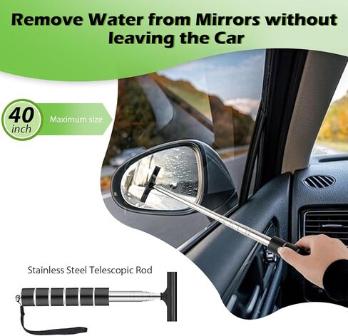 7PCS Windshield Cleaner Tool, Car Windshield Cleaner Tool+Side Mirror Squeegee +3 Microfiber Pads+100ml Spray Bottle+1 Detailing Brush,12-19inches Extendable Handle,180° Rotation in Kuwait