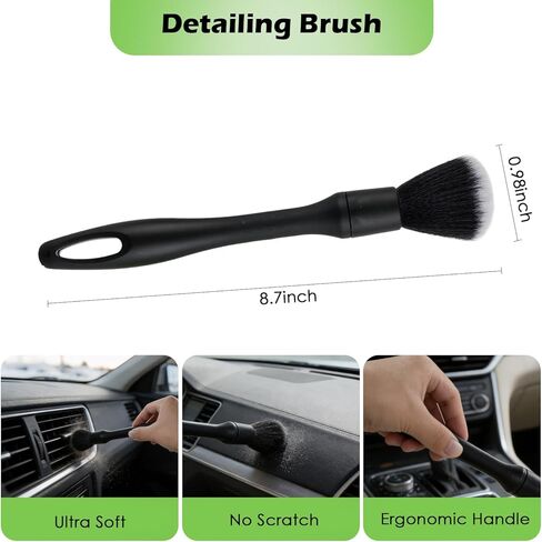 7PCS Windshield Cleaner Tool, Car Windshield Cleaner Tool+Side Mirror Squeegee +3 Microfiber Pads+100ml Spray Bottle+1 Detailing Brush,12-19inches Extendable Handle,180° Rotation in Kuwait