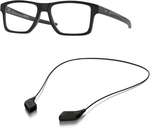 Oakley OX8143 Eyeglasses Bundle: OX 8143 814301 Satin Black and Large Black leash Accessory kit in Saudi Arabia