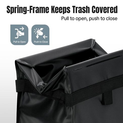 Car Trash Bag, Leakproof Waterproof Auto Garbage Container, Collapsible Portable Hanging Organizer for Car, SUV and Truck Seat Backs, 3 Gallons 9.05x6.89x10.63 Inches Black in Saudi Arabia