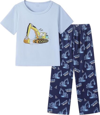 Mikrdoo Boys Pajamas 2-Piece Soft Short Sleeve and Pants Set Comfy Summer Toddler Sleepwear Kids PJs Size 2-7 Years in Saudi Arabia