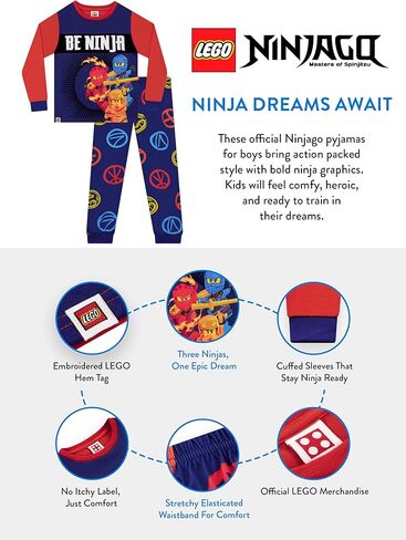 LEGO Ninjago Boys Pajamas, Ninja Long Sleeve Boys Pjs, Ninjago Kids Pajama Set in Saudi Arabia