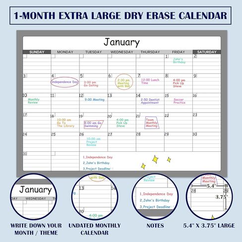 2022 Calendar - Monthly Wall Calendar Planner from Jan 2022 - Dec 2022, 12" x 17", Large Blocks with Julian Dates, Twin-Wire Binding, Perfect for Planning and Organizing Your Home and Office in Kuwait