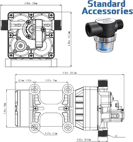 مضخة مياه Lounsweer 12V RV - مضخة مياه ثورة 3.5 GPM / 55 PSI مع التشغيل الجاف والحماية الحرارية، تشغيل هادئ متوافق مع RV، المقطورة، العربة، الدش، استبدال الرشاش، F45-035-055-101 in Kuwait