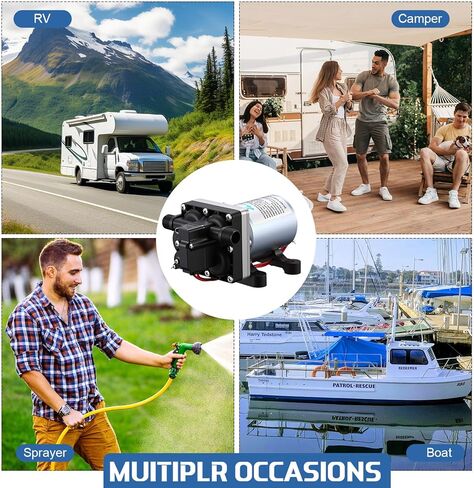 مضخة مياه Lounsweer 12V RV - مضخة مياه ثورة 3.5 GPM / 55 PSI مع التشغيل الجاف والحماية الحرارية، تشغيل هادئ متوافق مع RV، المقطورة، العربة، الدش، استبدال الرشاش، F45-035-055-101 in Kuwait