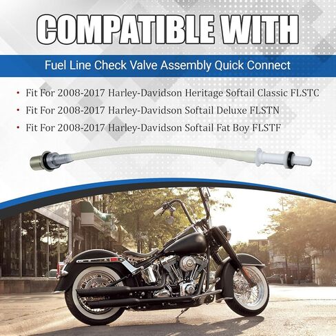 Fuel Line Check Valve Assembly Quick Connect Compatible With Harley-Davidson Heritage Softail Classic FLSTC Deluxe FLSTN Fat Boy FLSTF 2008-2017 Replace for 62189-08B, 6218908B, 62189-08, 6218908 in Saudi Arabia