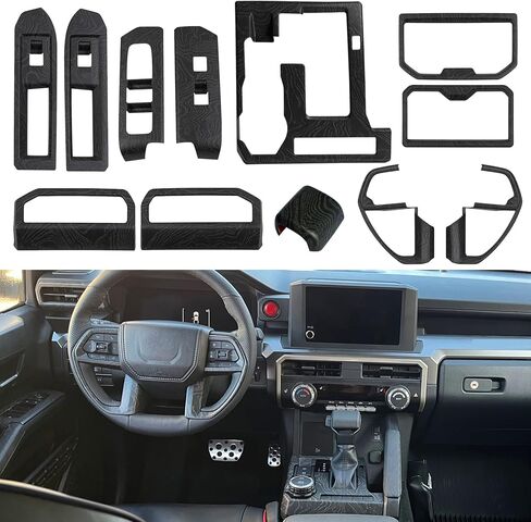 12Pcs Interior Decor for Toyota Tacoma 2024 2025 2026 Interior Accessories Dashboard Center Consoles ABS Air Vent Cover Cup Holder Window Switch Shift Panel Cover in Kuwait