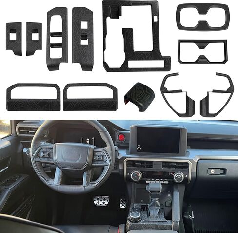 12Pcs Interior Decor for Toyota Tacoma 2024 2025 2026 Interior Accessories Dashboard Center Consoles ABS Air Vent Cover Cup Holder Window Switch Shift Panel Cover in Saudi Arabia
