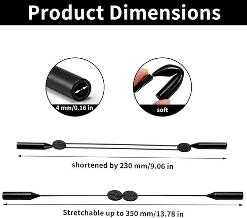5 Pack Glasses Strap for Men Women, Adjustable Eyeglass Holder Strap Sports Sunglasses Retainer, Anti-Slip Eyewear Lanyard Cord for Running Fishing, Black in Saudi Arabia