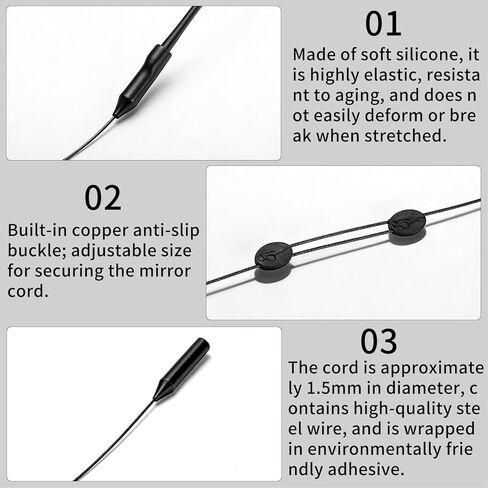 5 Pack Glasses Strap for Men Women, Adjustable Eyeglass Holder Strap Sports Sunglasses Retainer, Anti-Slip Eyewear Lanyard Cord for Running Fishing, Black in Saudi Arabia