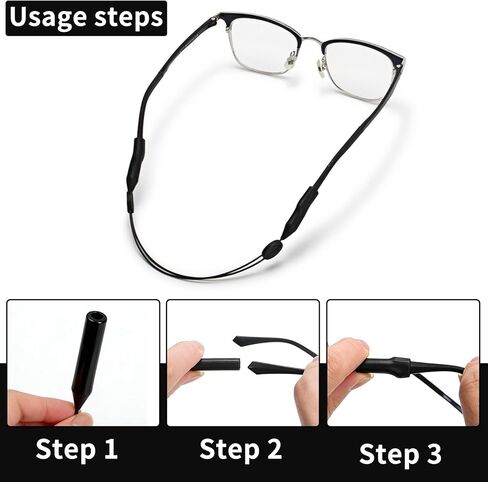 5 Pack Glasses Strap for Men Women, Adjustable Eyeglass Holder Strap Sports Sunglasses Retainer, Anti-Slip Eyewear Lanyard Cord for Running Fishing, Black in Saudi Arabia