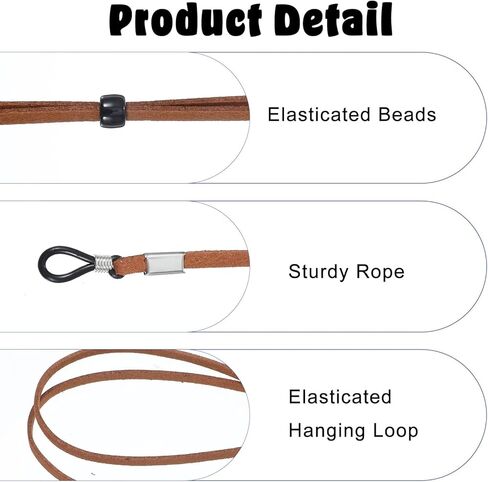 4 Pcs Eyeglasses Strap for Men & Women, Adjustable Eye Glasses Holders Around Neck, Leather Glasses Lanyard for Women, Dark Colors Eyeglass Chain in Saudi Arabia