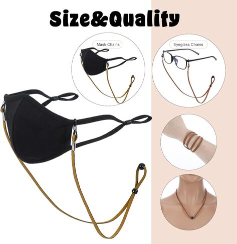 4 Pcs Eyeglasses Strap for Men & Women, Adjustable Eye Glasses Holders Around Neck, Leather Glasses Lanyard for Women, Dark Colors Eyeglass Chain in Saudi Arabia