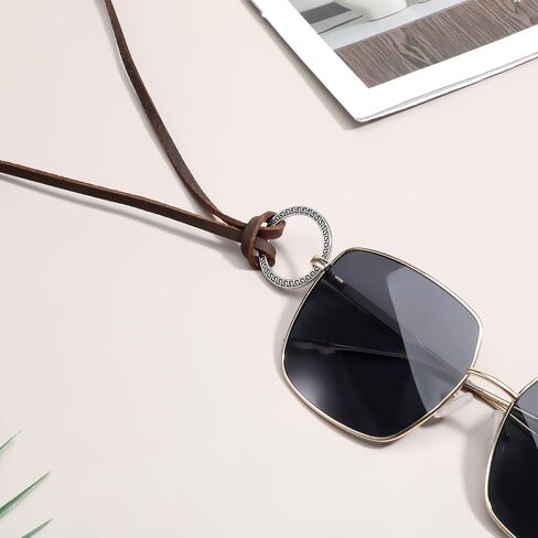 1 Pcs Glasses Necklace Sunglasses Holder Eyeglasses Necklace Hanging Ring Leather Cord Adjustable Eyeglasses Strap Leather Stylist Men Loop Reading Glasses Holder for Sunglasses Eyeglass in Saudi Arabia