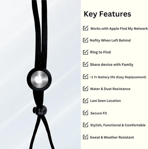 tag8 Eyeglass Lanyard – Sunglasses Strap with Holder Compatible with AirTag Tracker – Adjustable Eyeglass Strap for Eyewear Loss Prevention – Sunglasses Lanyards (Black Sport Strap) in Kuwait