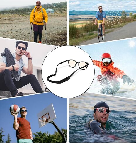 4 Pack Athletic Straps for Glasses, Adjustable Glasses Strap for Sports, Anti-Slip Pilotfish Glass Straps for Eyeglasses & Sunglasses, 8.5-12.5 Inch, Running, Cycling & Daily Use in Saudi Arabia